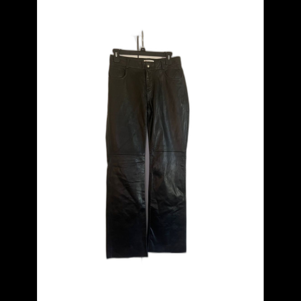 Hugo Buscati Black Leather Wide-Leg High Rise Women’s Vintage Pants Size 6